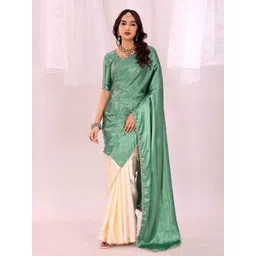 KALINI Embellished Border Beads and Stones Satin Half and Half Saree-picture-12