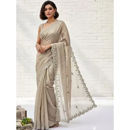 KALINI Embellished Embroidered Organza Heavy Work Saree-picture-36