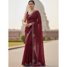 KALINI Embellished Embroidered Poly Georgette Heavy Work Saree-picture-38