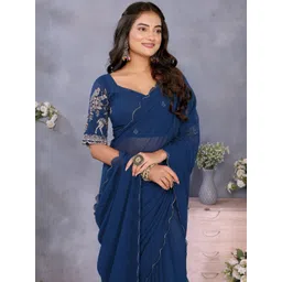 KALINI Embellished Embroidered Poly Georgette Saree image 4