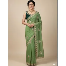 KALINI Embellished Embroidered Pure Georgette Heavy Work Saree-image-4