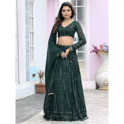 KALINI Embellished Semi-Stitched Pure Georgette Lehenga & Unstitched Blouse With Dupatta-image-6