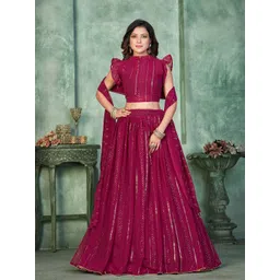 KALINI Embellished Sequinned Semi-Stitched Lehenga & Unstitched Blouse With Dupatta-picture-17