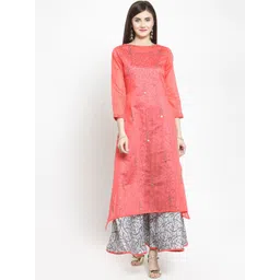 KALINI Embrodired Boat Neck A-Line Ethnic Dress-picture-15