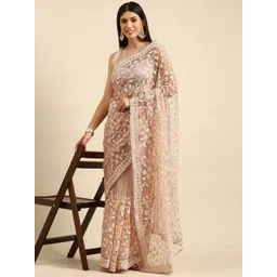 KALINI Embroidered Beads And Stones Embellished Net Saree-picture-34