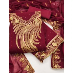 KALINI Embroidered Georgette Unstitched Dress Material-picture-35