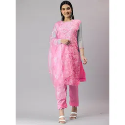 KALINI Embroidered Organza Unstitched Dress Material-picture-20