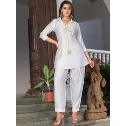 KALINI Embroidered Shirt Collar Top & Trousers Co-Ords-picture-58