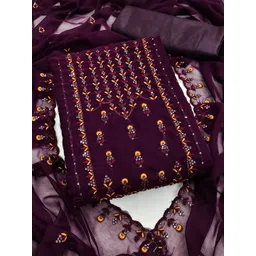 KALINI Embroidered Silk Georgette Unstitched Dress Material-picture-30