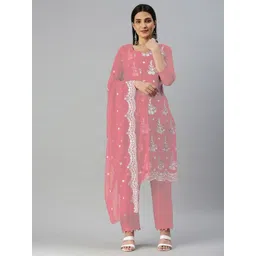 KALINI Embroidered Silk Georgette Unstitched Dress Material-picture-29