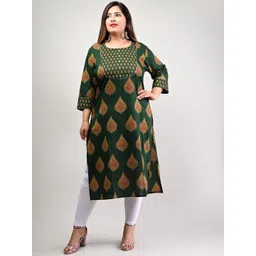 KALINI Ethnic Motif Printed Gotta Patti Cotton Straight Kurta-picture-34