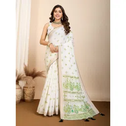 KALINI Ethnic Motif Printed Mirror Work Saree-picture-29