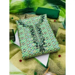 KALINI Ethnic Motifs Beads & Stones Embroidered Pure Cotton Unstitched Dress Material-picture-37