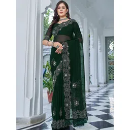 KALINI Ethnic Motifs Embellished Beads and Stones Work Pure Georgette-image-7