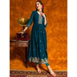 KALINI Ethnic Motifs Embroidered Anarkali Kurta-picture-37