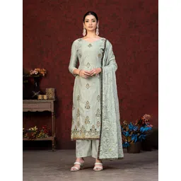 KALINI Ethnic Motifs Embroidered Beads and Stones Detail Unstitched Dress Material-picture-24