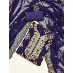 KALINI Ethnic Motifs Embroidered Beads and Stones Georgette Unstitched Dress Material-picture-20