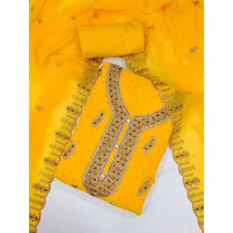 KALINI Ethnic Motifs Embroidered Beads and Stones Georgette Unstitched Dress Material image 1