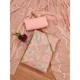 KALINI Ethnic Motifs Embroidered Beads and Stones Organza Unstitched Dress Material-picture-11