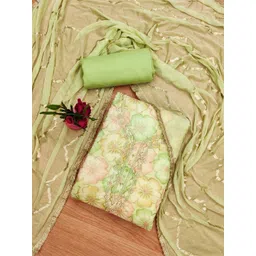 KALINI Ethnic Motifs Embroidered Beads and Stones Organza Unstitched Dress Material-picture-22