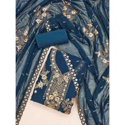 KALINI Ethnic Motifs Embroidered Beads and Stones Unstitched Dress Material-picture-12