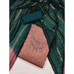 KALINI Ethnic Motifs Embroidered Mirror Work Detail Unstitched Dress Material-image-30