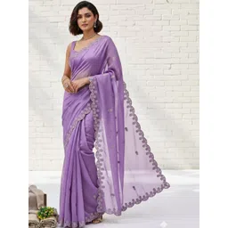 KALINI Ethnic Motifs Embroidered Organza Saree-picture-21