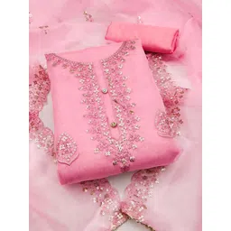 KALINI Ethnic Motifs Embroidered Organza Unstitched Dress Material-picture-17