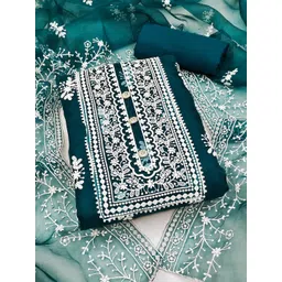 KALINI Ethnic Motifs Embroidered Organza Unstitched Dress Material-picture-40