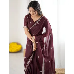 KALINI Ethnic Motifs Embroidered Saree With Matching Blouse Piece-picture-35