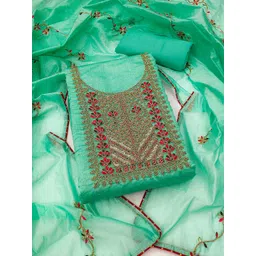 KALINI Ethnic Motifs Embroidered Sequinned Chanderi Silk Unstitched Dress Material-picture-19