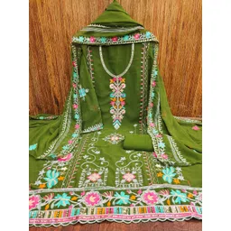 KALINI Ethnic Motifs Embroidered Silk Georgette Unstitched Dress Material-picture-19