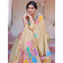 KALINI Ethnic Motifs Poly Chiffon Block Print Saree-picture-38