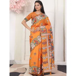 KALINI Ethnic Motifs Printed Block Print Saree With Blouse Piece-picture-38