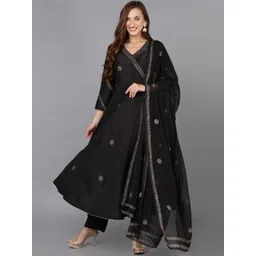 KALINI Ethnic Motifs Printed Gotta Patti Angrakha Kurta With Trousers & Dupatta-picture-20