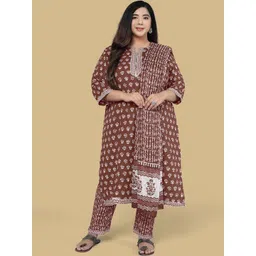 KALINI Ethnic Motifs Printed Gotta Patti Pure Cotton Kurta & Trousers With Dupatta-picture-26