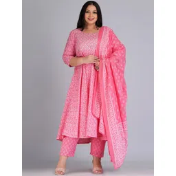 KALINI Ethnic Motifs Printed Gotta Patti Pure Cotton Kurta with Trousers & Dupatta-picture-38