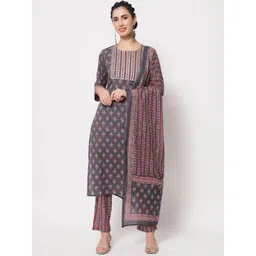 KALINI Ethnic Motifs Printed Gotta Patti Pure Cotton Kurta with Trousers & Dupatta-picture-29