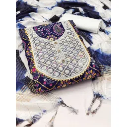 KALINI Ethnic Motifs Printed Gotta Patti Unstitched Dress Material-picture-10