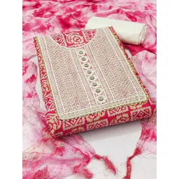 KALINI Ethnic Motifs Printed Gotta Patti Unstitched Dress Material image 1