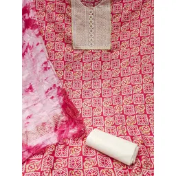 KALINI Ethnic Motifs Printed Gotta Patti Unstitched Dress Material image 2