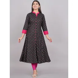 KALINI Ethnic Motifs Printed Mandarin Collar A-Line Kurta-picture-25