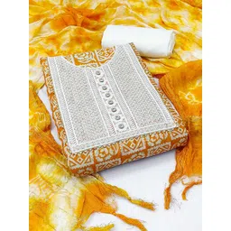 KALINI Ethnic Motifs Printed Pure Cotton Unstitched Dress Material-picture-38