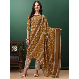 KALINI Ethnic Motifs Printed Straight Kurta with Trousers & Dupatta-picture-33