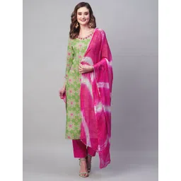 KALINI Ethnic Motifs Printed Thread Work Straight Kurta With Trousers & Dupatta-picture-33