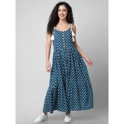 KALINI Ethnic Motifs Printed Tiered Fit & Flare Maxi Dress-picture-15