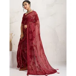 KALINI Ethnic Motifs Sequinned Poly Georgette Saree-picture-29