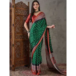 KALINI Ethnic Motifs Silk Blend Bandhani Saree-picture-20