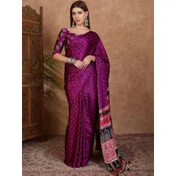 KALINI Ethnic Motifs Silk Blend Designer Bandhani Saree-picture-28