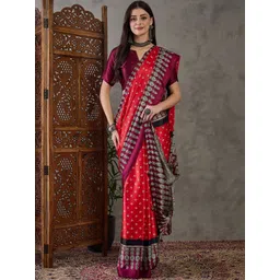 KALINI Ethnic Motifs Silk Blend Designer Bandhani Saree-picture-29